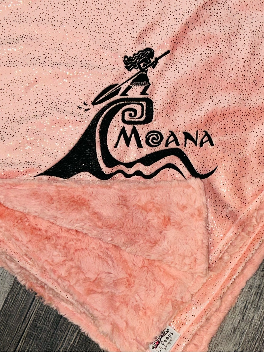 Handmade Minky Moana Coral Sparkle Plush Throw Blanket 39x49